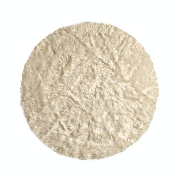 Luxe Home Decor Arlington Faux Sheepskin Circular Rug | 1-Piece | Off-white | 6' - Picture 1 of 5
